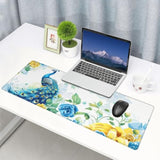 Peacock Mouse Pad For Desk Large Computer Game Desk Mat Mouse Mat Non-Slip Large Keyboard Mouse Pad For Office And Desktop(31.5 X 11.8 Inch), Blue