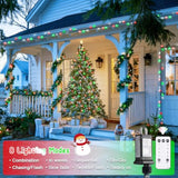 400 Led Red White And Green Christmas Lights, 132Ft Christmas Tree Lights With Remote, Outdoor Indoor String Light Plug