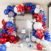 Blue White Red Balloons Arch Garland Kit-127Pcs Red Explosion Star Foil Balloon Star Shape Foil Balloon For Birthday,Graduation,Picnic,Baby Shower,Christmas Party Decoration.
