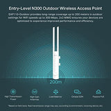Eap110-Outdoor V3, Omada N300 Wireless Outdoor Access Point, Wifi Coverage Up To 200 Meters, Passive Poe W/ Free Poe Injector, Sdn Integrated, Cloud Access & Omada App, White