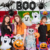 Halloween Foil Balloon Set: Ghost, Spider, Pumpkin, Bat, BOO - 12PCS