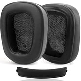G933 Ear Pads And Headband Replacement Ear Cushions Compatible With Logitech G933 G633 Headphones Soft Protein Leather High-Density Memory Foam Earmuffs Earpads Ear Cups Cover Repair Parts -Black