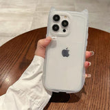 Clear 3D Cat Ears Phone Case for iPhone 16 - Kawaii Design, Soft TPU, Shockproof, Transparent, Flexible, Cute, Women, Girls