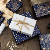 Gift Wrapping Paper Roll - 17 Inch X 120 Inch Per Roll Luxury Navy Gold Flower, Polka Dot & White Gold Marble Gift Wrap Paper For Men Birthday, Father'S Day, Christmas, Holiday, Graduation