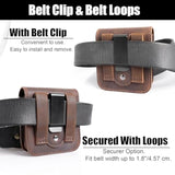 Leather Phone Holster For Samsung Galaxy Z Flip 6/5/4/3, Belt Clip Cell Phone Case For Motorola Razr Plus 2024/2023, Holster Belt Case Small Pouch For Motorola Razr 5G, Darkbrown