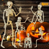 6 Packs Skeleton Halloween Decorations Outdoor with 16" Full Body Posable Joints Skeletons Decor, Halloween Party Decor Indoor, Garden Yard Lawn Graveyard Haunted House Props Spooky Party Decorations