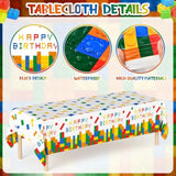 Building Block Birthday Party Decorations Supplies Kit - Balloons Tablecloth Banners Cake Toppers Foil Balloons Tattoo Stickers - Birthday Decorations For Kids Boys Girls Building-Themed Celebration