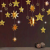 Gold Star Garland Hanging Twinkle Little Star Decorations Glittery Gold Party Supplies For Baby Shower Birthday New Year Eve Bridal Graduation Christmas Ramadan Eid Galaxy Theme Star Decor