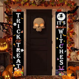 2PCS Halloween Trick or Treat Porch Banners Outdoor Indoor Front Door Decor