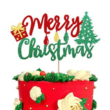 1 Pack Merry Christmas Cake Topper Glitter Lights Gift Box Christmas Tree Cake Pick For Merry Christmas Theme New Year Holiday Kids Birthday Party Cake Decorations Supplies
