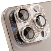 Compatible For Iphone 16 Pro/Iphone 16 Pro Max Camera Lens Protector, Bling Camera Cover With 9H Tempered Glass Lens Screen Protector Metal Ring Accessories (Glitter-Titanium Desert)