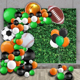 Ball Theme Balloon Garland Kit,Sport Balloons Arch Garland,Green Black Orange White Balloons Ball Foil Balloons For Sports Theme Party Games Garden Theme Birthday Party Celebration Party