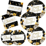 New Year Party Supplies with Plates, Napkins, Cups, Tablecloth, and Banner for 20