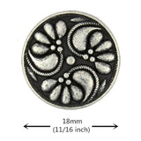 12 Pieces Flower Swirl Antique Silver Metal Shank Buttons 18Mm (11/16