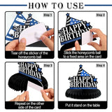 Happy 14th Birthday Decorations,14th Birthday Blue Glitter Shiny Stand Honeycomb Table Centerpieces - Cheers to Fourteen Years Old Birthday Party Photoprop Gift Sign.