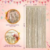 2Pack Champange Party Metallic Tinsel Foil Fringe Curtains, 3.2Ft X 8.2Ft Door Streamer Photo Booth Backdrop For Birthday Graduation Engagement Bridal Shower Bachelorette Baby Shower Party Decorations