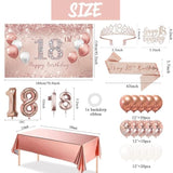 67pcs 18th Birthday Balloon Set with Rose Gold Banner, Tiara, Tablecloth & Cake Toppeer