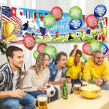 36 PCS World Cup Decorations Balloons 2026, 12 Inches Large World Cup Balloons for Soccer Games, Latex Red, Blue, Green with 1 Rolls Ribbons for Bar Party Supplies