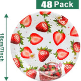48Pcs Strawberry Party Supplies - 7Inch Strawberry Paper Plates For Baby Shower, Birthday Party Decorations