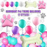 164 Pcs Dog Paw Printed Balloons Garland Arch Kit Cartoon Latex Bone And Pink Paw Aluminum Foil Balloons For Puppy Themed Birthday Party Decorations
