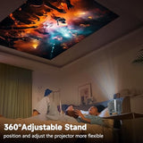 Auto Foucus Projector With Wifi & Bluetooth, 4K Support, Native 1080P, Screen Adjustable, 180° Rotatable Stand, 3D Stereo Sound, Smart Projector For Ceiling Bedroom, Compatible With Hdmi/Usb