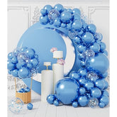 100pcs Blue Metallic Balloons Shiny Chrome Latex Party Decor in Assorted Sizes for Events