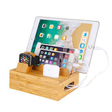 Bamboo Wood Desktop Organizer Charging Docking Station Charger Holder Cradle Charge Stand compatible with iPhone 16 15 Pro Max iPad Apple Watch Ulrta