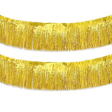 Gold Foil Fringe Garland 10Ft 2Packs, Metallic Foil Tinsel Fringe Banners For Parade Float Decorations Wedding, Birthday Party Graduation (Two Gold)