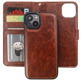 Detachable Wallet Case For Iphone 14 Rfid Blocking Card Slots Holder Premium Pu Leather Magnetic Kickstand Shockproof Wrist Strap Removable Flip Protective Cover 5G 6.1 Inch (Brown)
