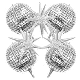 7Pcs Silver 4D Foil Disco Balloons With Star Balloons For 70S Disco, Graduation, Birthday & Bridal Shower Decorations - 22 Inch