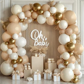 144pcs White & Gold Balloon Arch Kit for Boho Baby Shower, Wedding and Party Decor