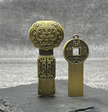 Auspicious Metal Usb Flash Drive With Chinese Style Bronze Retro Brass Coin Shaped Usb Drive Music Storage Pendrive (Bronze Ruyi 64Gb)