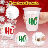 50 Pcs Christmas Cups 12 Oz Bulk Disposable Plastic Merry Xmas Cups Ho Ho Ho Christmas Party Drinking Beverage Cups For Winter Holiday Christmas Party Decoration Tableware Supplies