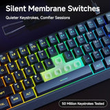 Eweadn F61 60% Gaming Keyboard Wired, Rgb Backlit Membrane Gaming Keyboard With Pbt Keycaps, Compact Design, Lanyard Wired Keyboard For Mac/Win-Black