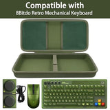 Hard Travel Case Compatible With 8Bitdo Retro Mechanical Keyboard 87 Keys Dual Super Programmable Buttons (Green Case)