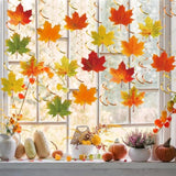 36 Pcs Fall Leaves Hanging Swirls Maple Leaves Swirls Streamer Autumn Swirl Decorations Thanksgiving Ceiling Hanging Decorations For Home Autumn Thanksgiving Harvest Party Decor