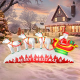 10Ft Christmas Inflatables Outdoor Decorations, Santa Claus With 3 Reindeer Sleigh, Built-In Led Lights Christmas Snowmo