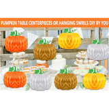 Fall Honeycomb Pumpkin Centerpiece For Table,Ds 10 Inch Thanksgiving Honeycomb Tissue Ball Paper Hanging Pumpkin Decorations For Thanksgiving Friendsgiving Halloween, Little Pumpkin Baby Shower Decor
