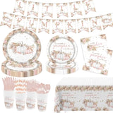 Boho Fall Pumpkin Baby Shower Decorations Bohemia Floral Little Pumpkin Party Supplies Disposable Tableware Set 194 Pcs Plates Napkins Banners Plastic Tablecloth For Baby Shower Kids Party