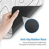 Abstract Topographic Map White Grey Black Gaming Mouse Pad Long Mouse Pad Large Desk Mat 31.5 X 11.8 Inch Mousepad With Nonslip Base Stitched Edge Keyboard Mat For Gaming Office