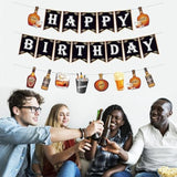 Whiskey Happy Birthday Banner, Party Sign For Men Aged To Perfection, Cheers And Beers Decorations, Adults Bday Theme Supplies