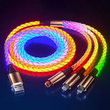 Camping Car Multi Charging Cable, USB C to USB C RGB Breathing 3 in 1 Fast Charging Cable for iPhone 15 Series, iPad mini 6 S24 S23 Laptops MacBook