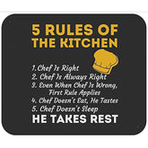 Chef Cook 9 Inch Mousepad Mousepad - Chefs 5 Rules Of Kitchen Funny Chef Rules Office Mousemat Mouse Mat Gift