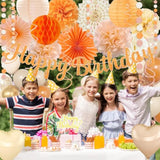 Fall Boho Birthday Decoration Set: Orange, Peach, & Beige (62pcs)