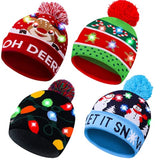 Christmas Hat Xmas Led Light Up Beanie Knit Hats Winter Snow Cap Christmas Party Favors For Adults And Kids
