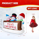 7Ft Christmas Inflatable Snowman Yard Decoration With Led Lights - Merry Christmas Sign Trio, Outdoor Xmas Blow Up Decor