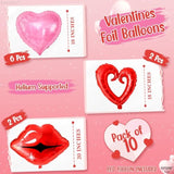 Red And Pink Heart Shaped Balloons - 22 Inch, Pack Of 10 | Heart And Lip Balloons, Valentine'S Day Decorations