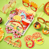 36 Pcs Food Party Decorations Donut Paper Glasses Ice Cream Photo Booth Props Popcorn Theme Eyeglasses Snack Supplies Candy Favors Food Theme Birthday Party Gifts