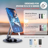 Magnetic Phone Stand For Desk, Aluminum Magsafe Stand Foldable Adjustable, Cell Phone Stand Holder Compatible With 16 15 14 13 12 Pro Max And Magsafe Case