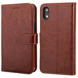 For Xr Wallet Case With Card Holder Pu Leather Magnetic Detachable Kickstand Shockproof Wrist Strap Removable Flip Cover For Xr 6.1 Inch (Brown)
